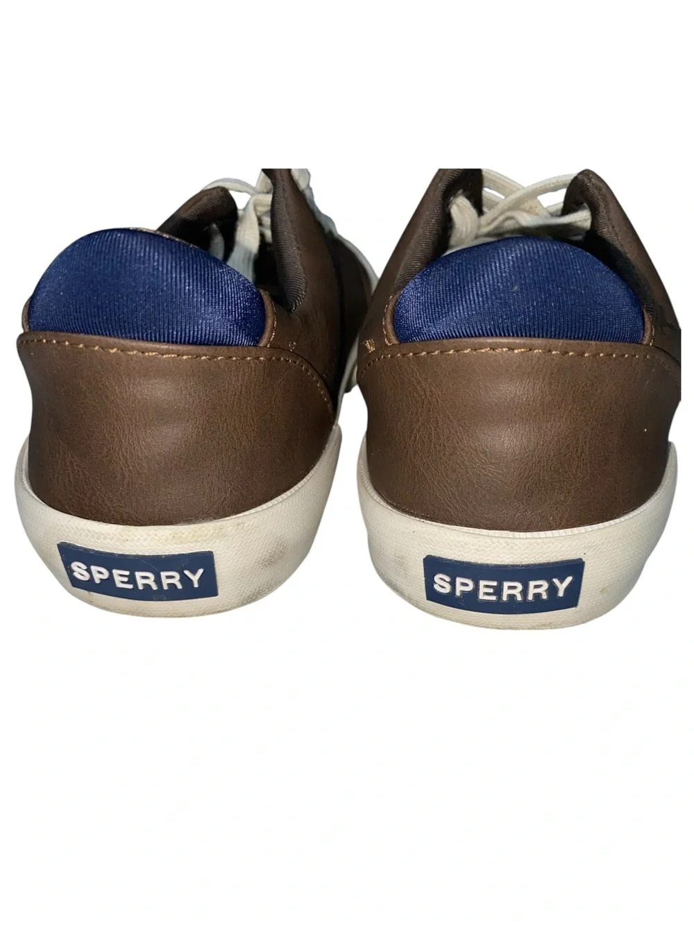 Sperry Boys Harbor Tide Sneaker Chocolate Brown Faux Leather White Laces Size 3